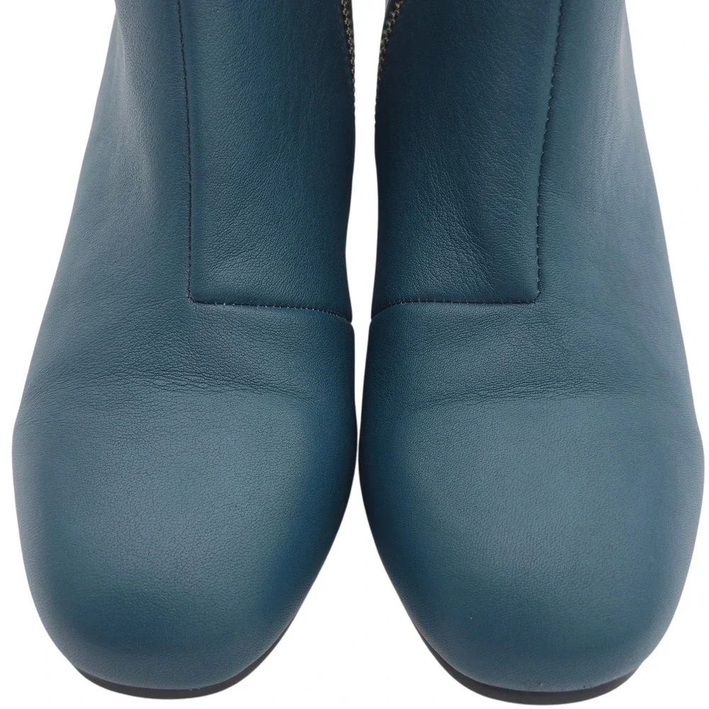 Maison Mihara Yasuhiro Billiard 8 Ball Heel Ankle Boots Teal Leather US‎ 7